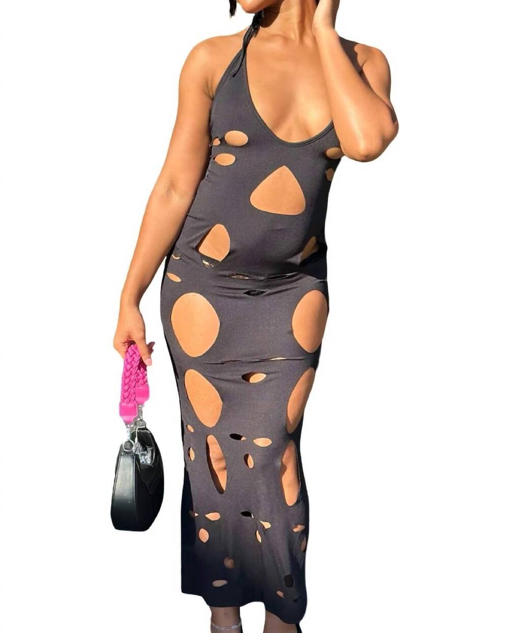NEW HALF HEART don't watch the clock - cut out halter back cut out maxi dress in